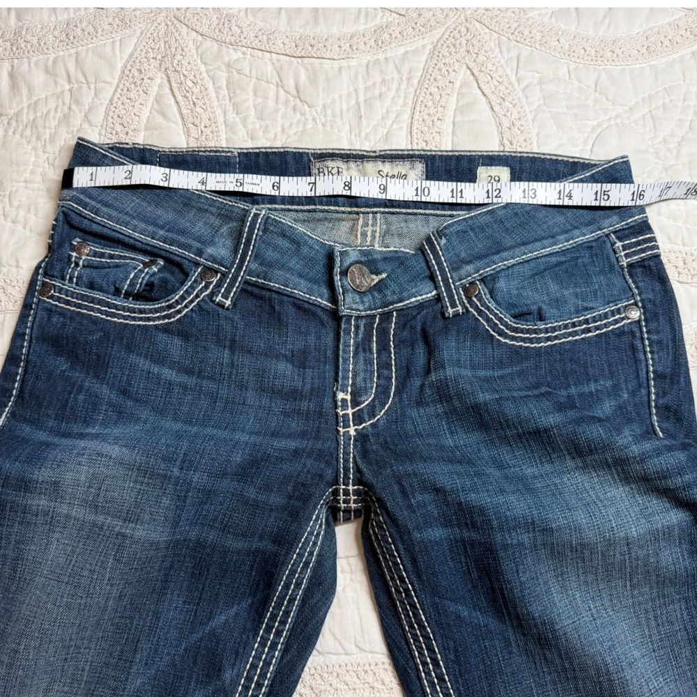 BKE Stella Straight Leg Crop Jeans Dark Wash Contrast Stitch Cowgirl Womens 29 - Picture 4 of 6